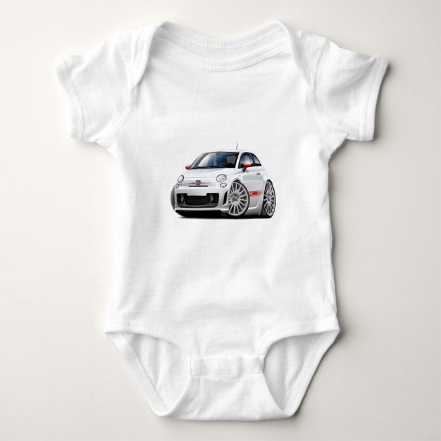 Fiat 500 Abarth White Car Baby Bodysuit (Front)
