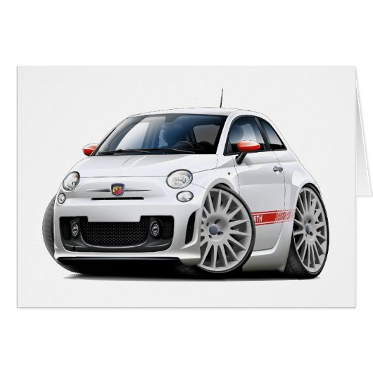 Fiat 500 Abarth White Car Cards (Front Horizontal)