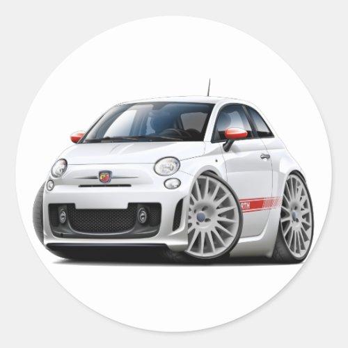 Fiat 500 Abarth White Car Classic Round Sticker