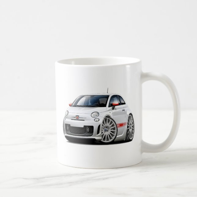 Fiat 500 Abarth White Car Coffee Mug (Right)
