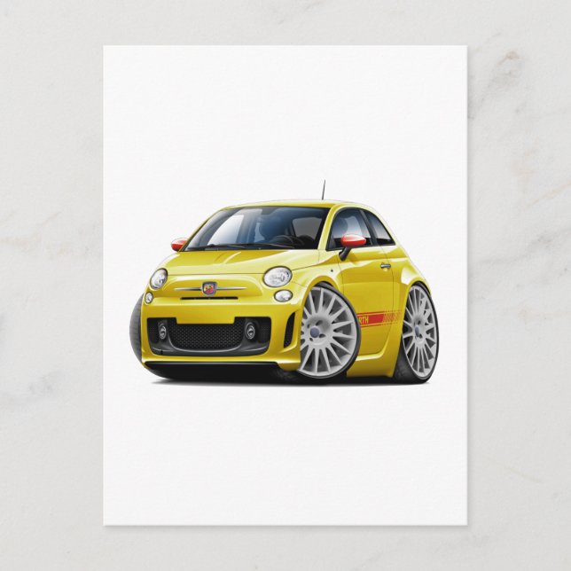 Fiat 500 Abarth Yellow Car Postcard (Front)
