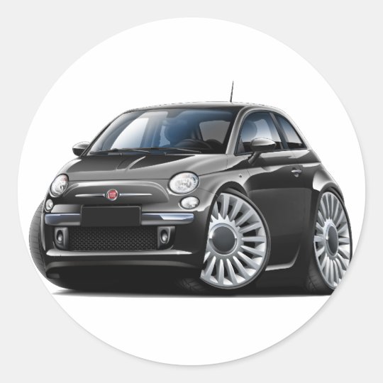 Fiat 500 Black Car Classic Round Sticker