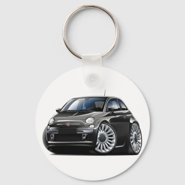 Fiat 500 Black Car Keychain (Front)