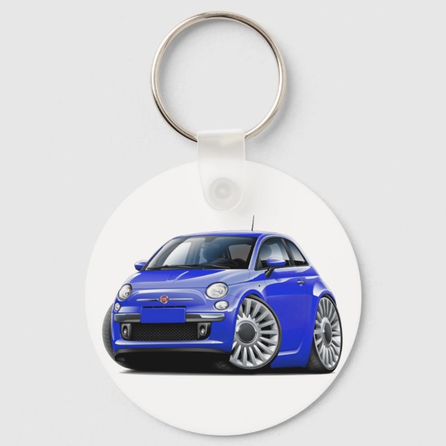Fiat 500 Blue Car Keychain (Front)