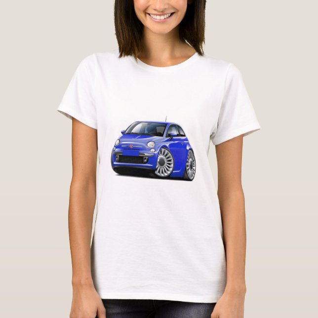 Fiat 500 Blue Car T-Shirt (Front)