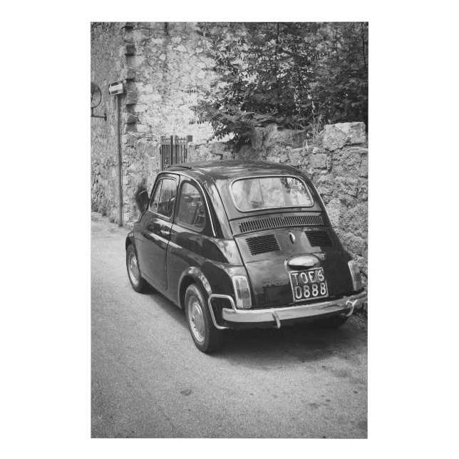 FIAT 500 car in black and white Faux Canvas Print (Front)