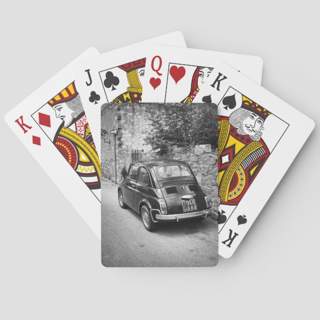 FIAT 500 car in black and white Poker Cards (Back)
