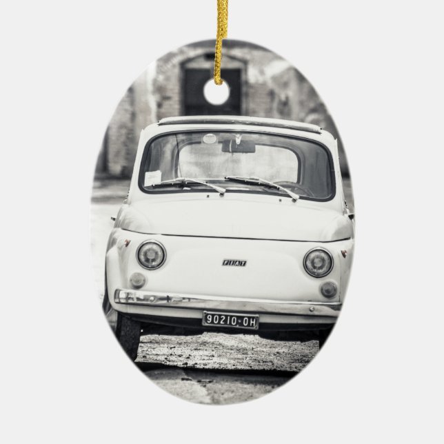Fiat 500, Cinquecento in Italy Ceramic Ornament (Front)