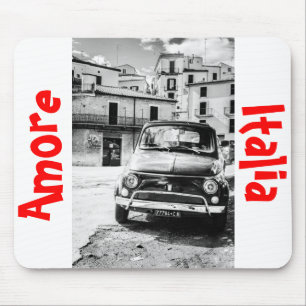 Fiat 500, cinquecento in Italy, classic car gift Mouse Pad