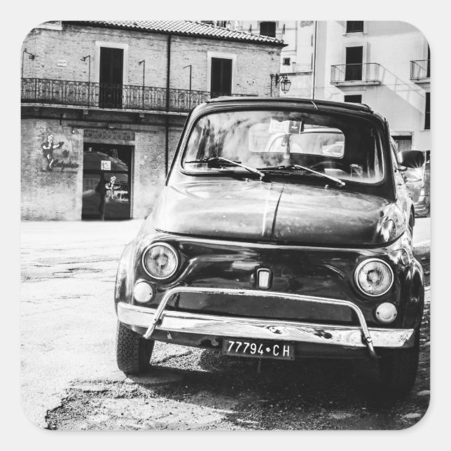 Fiat 500, cinquecento in Italy, classic car gift Square Sticker (Front)