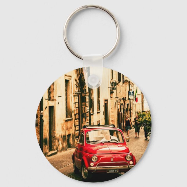Fiat 500, Cinquecento in Italy Keychain (Front)
