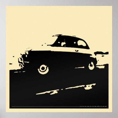 Fiat 500 classic _ Black on light cream poster