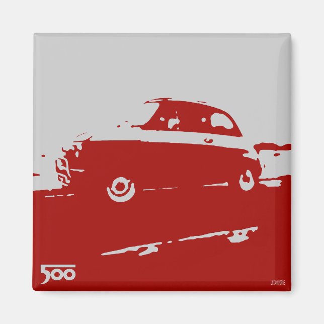 Fiat 500 classic magnet - Red on light (Front)