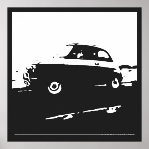 Fiat 500 classic _ White on charcoal background Poster