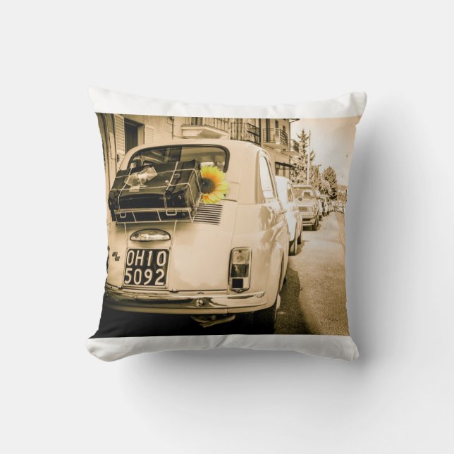 Fiat 500 in Italy, classic car, pillow, cushion (Front)