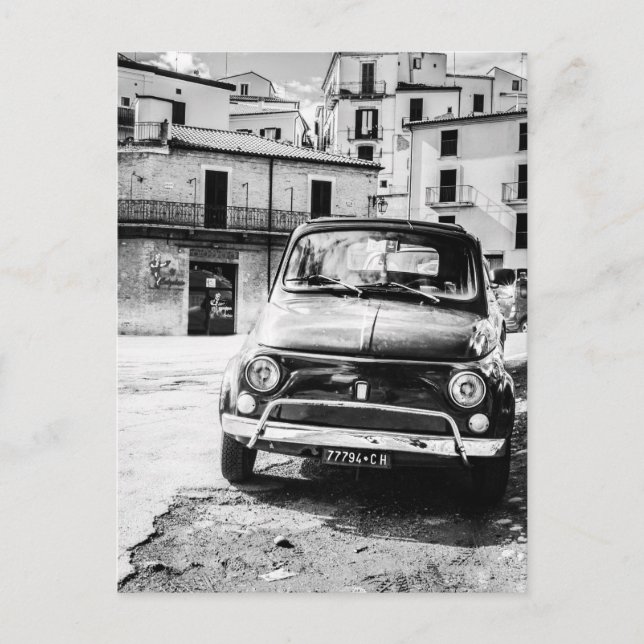 Fiat 500 in Italy retro travel gifts Postcard (Front)