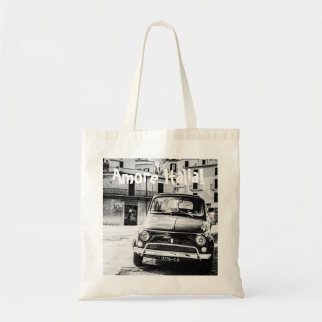Fiat 500 in Italy retro travel gifts Tote Bag (Front)