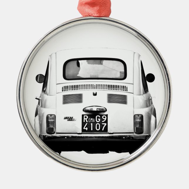 Fiat 500 in Rome, Italy. Metal Ornament (Front)