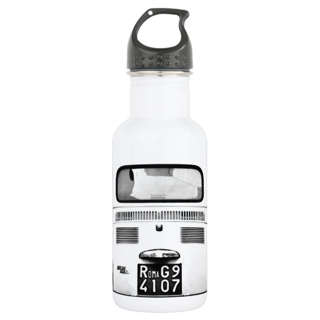 Fiat 500 in Rome, Italy. Stainless Steel Water Bottle (Front)