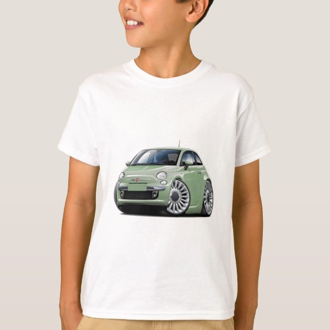 Fiat 500 Lt Green Car T-Shirt (Front)
