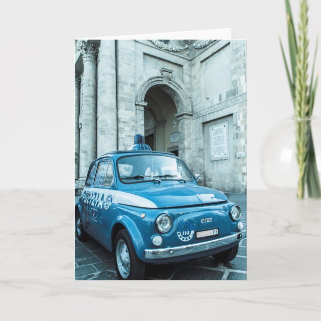 Fiat 500 Police car in Italy Card (Front)