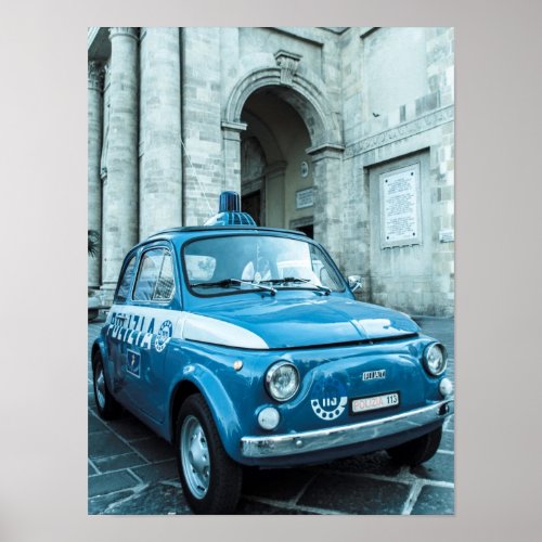 Fiat 500 Police car Poster Cinquecento in Italy Poster