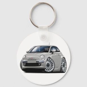 Fiat 500 Silver Car Keychain