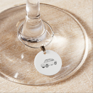 Fiat 500 Topolino Pencil Line Style Drawing Wine Charm