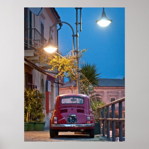 Fiat 500 vintage cinquecento at night Italy Poster