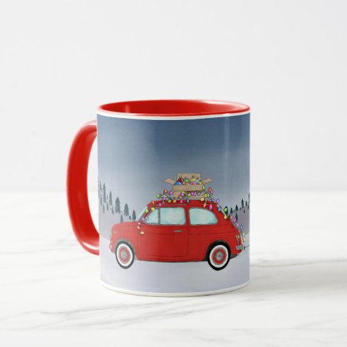 Fiat 500 with Christmas tree Coffee Mug