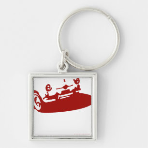 Fiat 600 Detail - Dark red on light Keychain