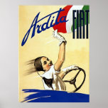 Fiat Vintage Automobile Advertising Poster