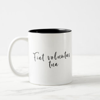 fiat voluntas tua black Two-Tone coffee mug