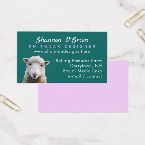 Fiber Arts Knitting Wool Lamb Sheep Business Card