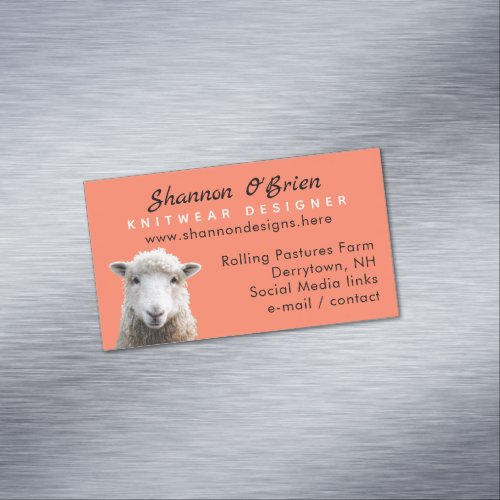 Fiber Arts Lamb Sheep Magnetic Business Card