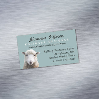 Fiber Arts Lamb Sheep Magnetic Business Card