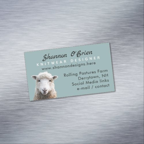 Fiber Arts Lamb Sheep Magnetic Business Card
