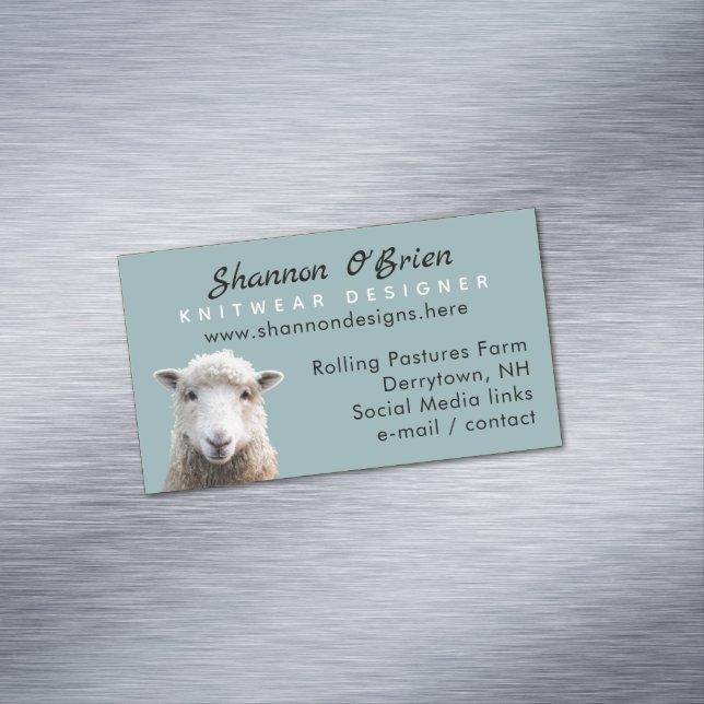 Fiber Arts Lamb Sheep Magnetic Business Card (In Situ)