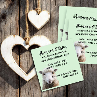 Fiber Arts Lamb Sheep Sage Square Business Card