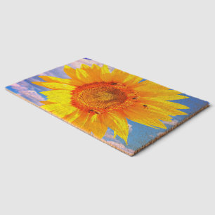 Fiber Doormat with Sunflower
