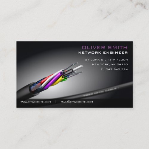 Fiber Network Black Background Business Card