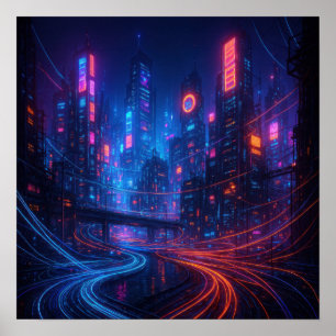 Fiber Optic Cityscape Poster
