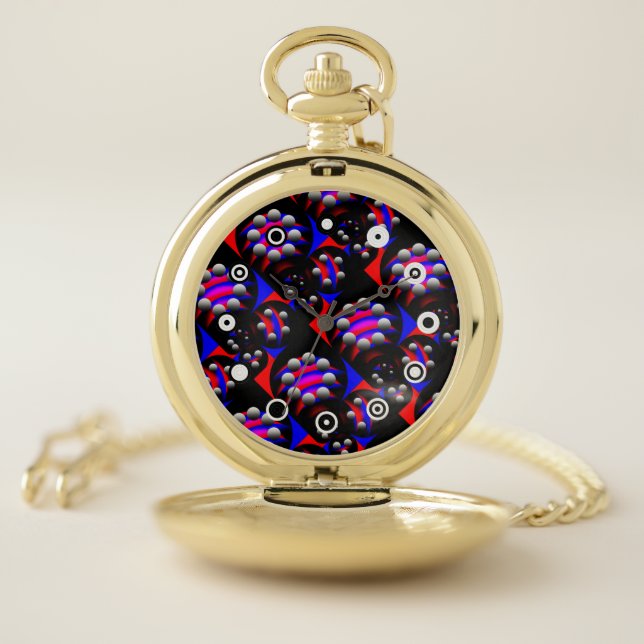Fibonacci 'Fish Black' (Binary Face)by K Yoncich Pocket Watch (Inside)