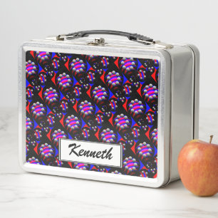 Fibonacci 'Fish Black' by Kenneth Yoncich Metal Lunch Box