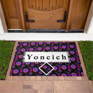 Fibonacci 'Fish Checker Black' by Kenneth Yoncich Doormat