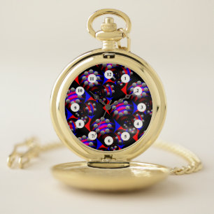 Fibonacci 'Fish Chk Blk'(Classic Face)by K Yoncich Pocket Watch