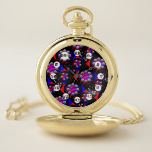 Fibonacci 'Fish Chk Blk'(Korean Face)by K Yoncich Pocket Watch