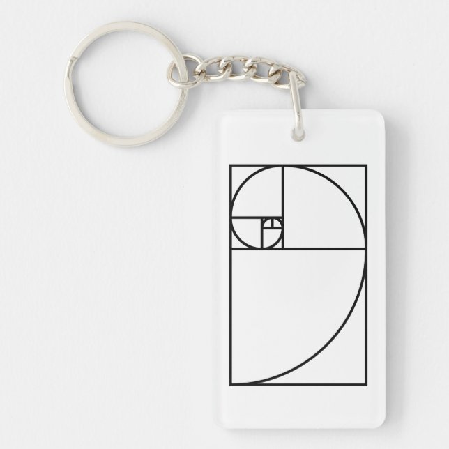 Fibonacci golden ratio - unique mathematical art keychain (Front)