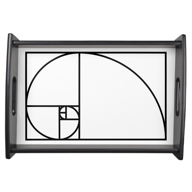Fibonacci golden ratio - unique mathematical art serving tray (Front)