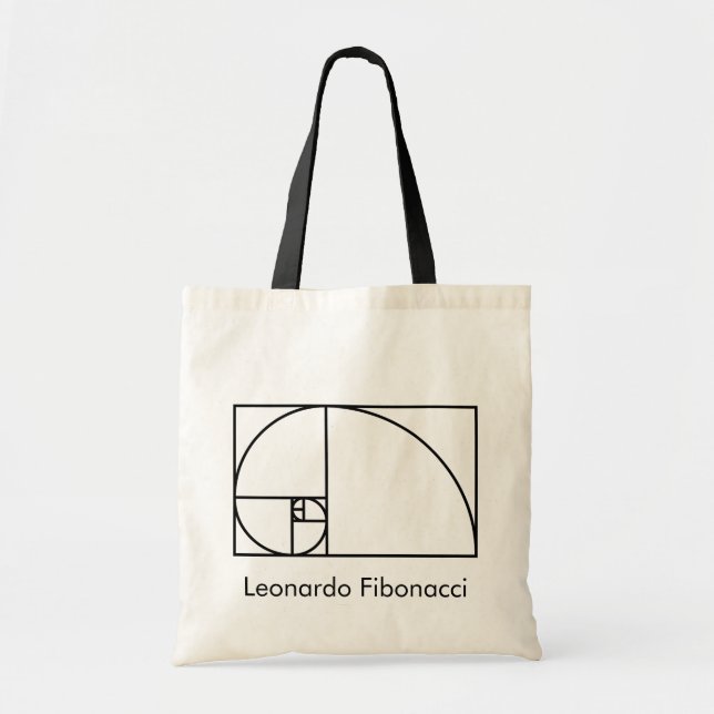 Fibonacci golden ratio - unique mathematical art tote bag (Front)